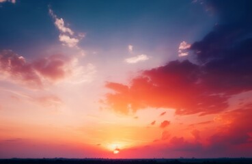Fototapeta na wymiar Bright orange sky and Colorful sky in twilight background, Generative AI
