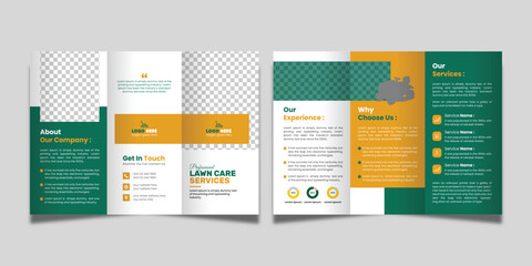 Lawn Care Trifold Brochure Template, Gardening or Landscaper Tri Fold Brochure Design 