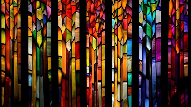 vertical stained glass rainbow abstract