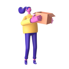 3D Character holding box for UI UX web mobile apps social media