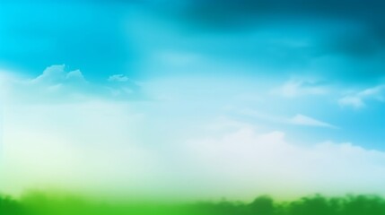 Plakat World Environment Day concept: Abstract blurred beautiful green and blue sky background, Generative AI