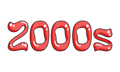 2000s stylized text, decorative art for trendy Y2K aesthetic, retro numbers drawing, vector design element, sticker.