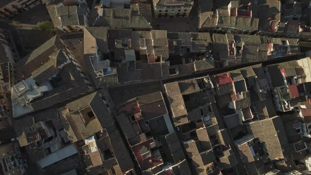 Aerial view of roofs Xativa, Valencia, Spain.