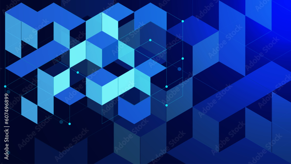 Poster abstract square box for cryptocurrency blockchain technology. digital money or payment background de