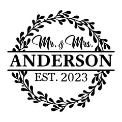 Mr. and Mrs. Spilt Monogram Svg, Mr and Mrs, Est 2021, Svg, Mr & Mrs Svg, Wedding Svg, Just Married, svg, Cricut and Silhouette Svg, Svg Files for Cricut