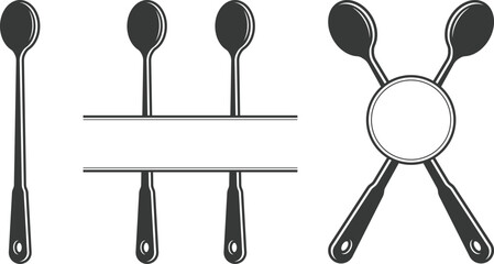 Cutlery Monogram, Cutlery Silhouette, Fork Vector, Restaurant Equipment, Clip Art, Fork Spoon and Knife monogram