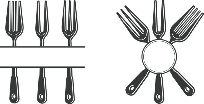 Cutlery Monogram, Cutlery Silhouette, Fork Vector, Restaurant Equipment, Clip Art, Fork Spoon and Knife monogram