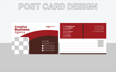 Modern Creative Real estate post card with geometric design.