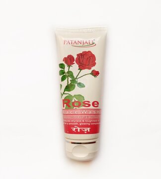 Guwahati, Assam, India - January 23, 2023 -Patanjali Rose Face Wash in isolated background.