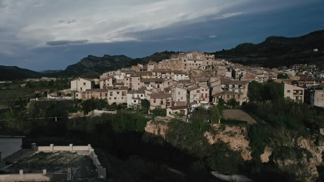 Aerial view of Beceite, Teruel, Matarranya comarca, Spain.
