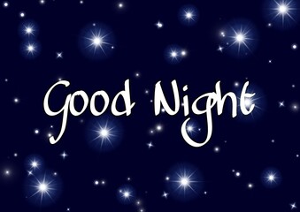 star pattern with lettering good night. Space stars, night sky constellations, background illustration