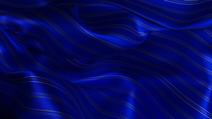 Naklejka premium Elegant silver stripes on blue silk, luxury fabric background with copy space