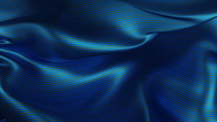 Elegant turquoise and blue silk with stripes, luxury fabric background with copy space