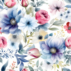 Obraz premium Watercolor floral seamless patterns 4k resolution