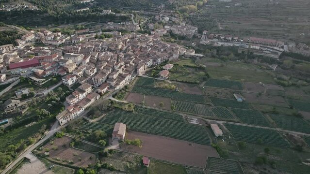 Aerial view of Beceite, Teruel, Matarranya comarca, Spain.