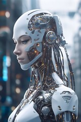 Artificial Intelligence Humanoid, Generative AI - obrazy, fototapety, plakaty