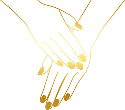 Isolated of Gold Hand Nail Line Illustration