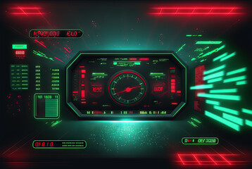 Obraz premium Technology abstract with shiny elements. HUD background with scientific and tech or data interface concept. Generated AI