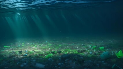 Fototapeta na wymiar Pollution Of The Water, Trash, Green Water, Swamp, Generative AI Image