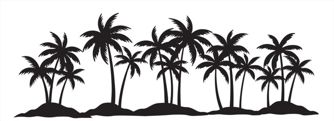 Black palm tree set vector illustration on white background silhouette art black white stock illustration