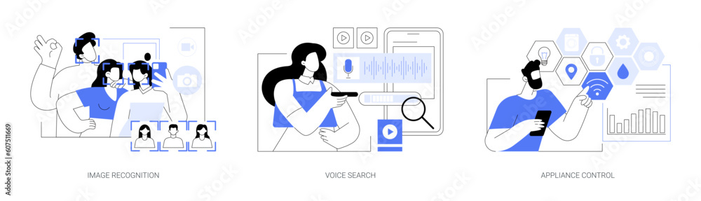 Poster machine learning abstract concept vector illustrations.