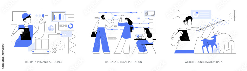 Aufkleber big data applications abstract concept vector illustrations.