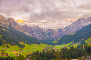 Colorful summer view of Switzerland village. Beautiful outdoor scene in Swiss Alps, Bernese Oberland in the canton of Bern, Switzerland, Europe.