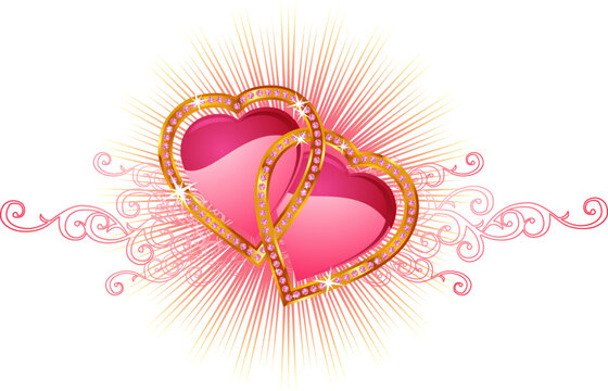 Two  love hearts /  valentine and wedding /  vector