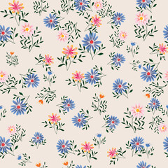 flowers pattern small colorful flowers white background seamless floral background ditsy. elegant template for fashion print