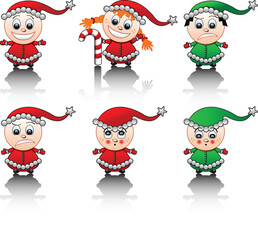 Obraz premium 6 Little Santa's helpers emotions