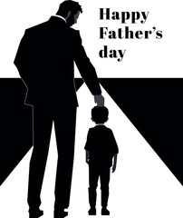 Silhouette of father and son clean minimalist black and white for father's day poster
