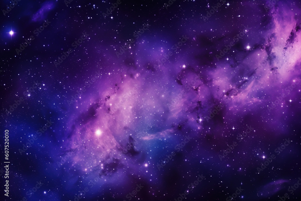 Wall mural blue and purple galaxy background created with generative ai technology