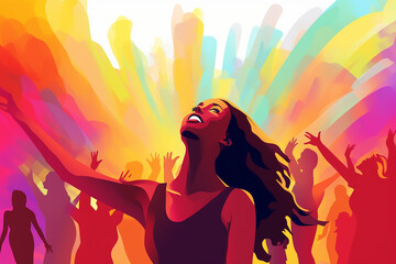 Illustration of female empowerment , Female power , diversity, strong girl concept , international woman day. Anti racism, stop discrimination