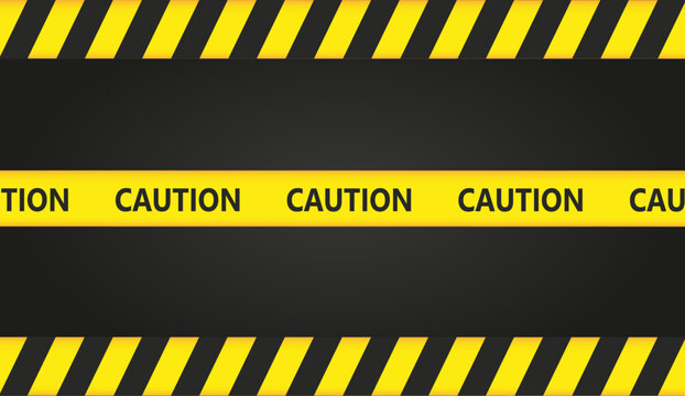 Caution yellow tape on black background. Underconstruction danger zone atention
