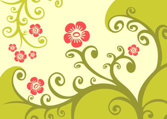 Abstract gentle vegetative pattern on a green background.