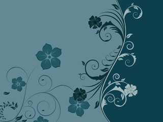 Floral vector background with leaves and flowers