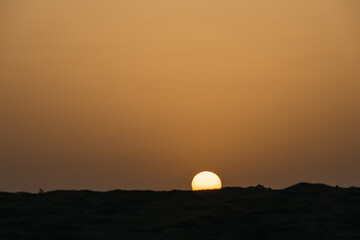 African sunrise in the desert of Senegal