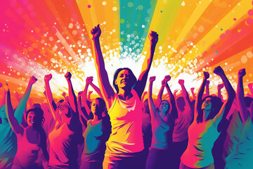 Illustration of female empowerment , Female power , diversity, strong girl concept , international woman day. Anti racism, stop discrimination