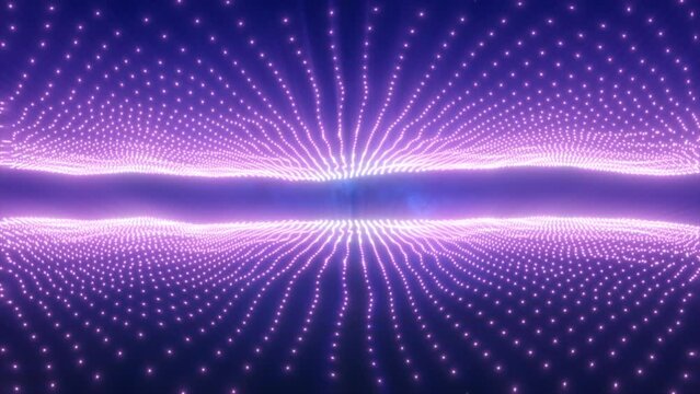 Abstract purple energy waves from particles above and below the screen magical bright glowing futuristic hi-tech background