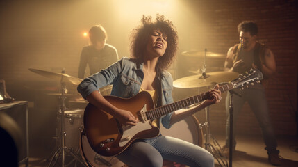 Obraz premium playing guitar Generative Ai