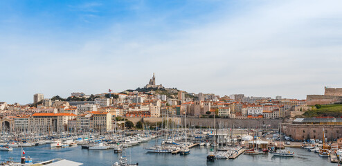 Fototapeta na wymiar French city Marseille, marina and sea coast. France, Europe