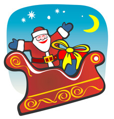 Happy Santa Claus on  a blue background. Christmas illustration.