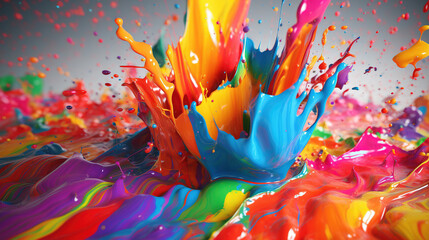 Abstract colorful paint splash 4k wallpaper. AI