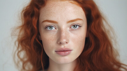 Naklejka premium Freckles Girl Generative Ai