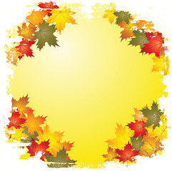 Naklejka na ściany i meble Grunge style border of autumn leaves