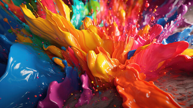 Abstract colorful paint splash 4k wallpaper. AI
