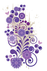 Elegant floral swirls in a trendy purple hue. Perfect for wedding invitations and romantic greetings. Vector illustration.