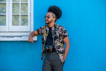 Portrait of stylish young man with afro