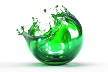 stock photo of green water liquid splash in sphere photography Generative AI