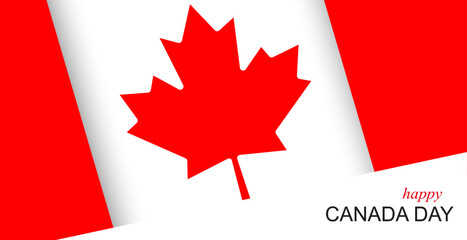 Happy Canada Day greeting vector concept. Canadian flag and text in white.